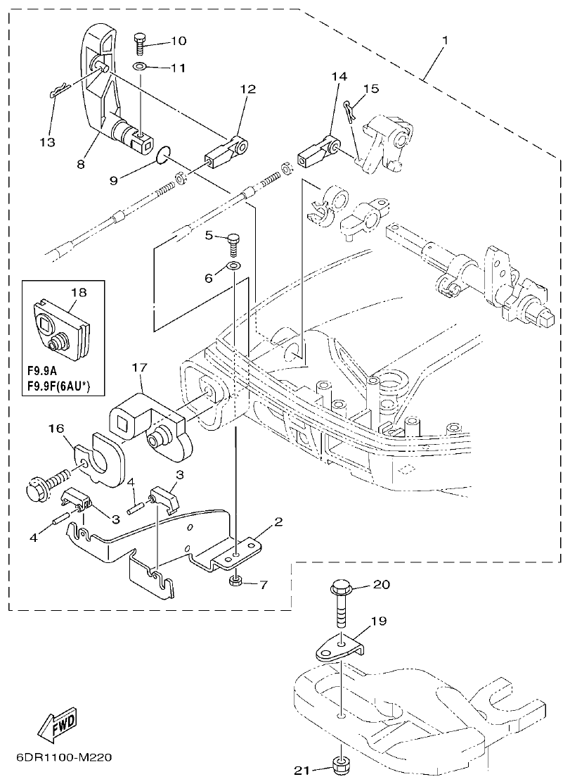 Yamaha 9JMH, 9JE REMO CON ATTACHMENT parts diagram